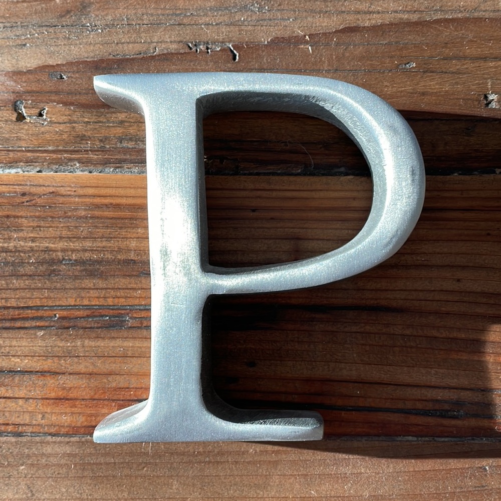 Silver Metal Decorative Letter “P” Home Decor